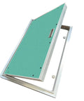 Premium Heavy Duty Aluminum Drywall Access Panel With Paintable Flap, open view showing flush mount design for plumbing access.