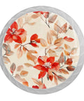 Four Pack Kitchen Cabinet Knobs With Screws For Cabinets And Dressers 35mm Summer Red Beige Flower Leaf Abstract Art Pattern Glass Face