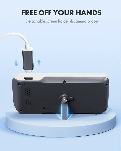 Digital Ear Otoscope With Gyroscope And 4.5 Inch Screen, 3.9mm Inspection Camera With Six LED Lights For Easy Ear Wax Removal, 32GB Card, Snap Photos And Record Videos, Your Own Ear Doctor At Home Checkup, detachable holder
