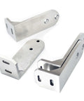6Ft Stainless Steel Flat Roller Ceiling Mount Sliding Barn Door Hardware Kit Built Tough For 1 3 Eighth To 1 3 Fourth Inch Doors Heavy Duty Track System With Two Flat Rollers, Two Stoppers, Two 3Ft Tracks, Track Connector, And Round Brackets - close-up of stainless steel brackets
