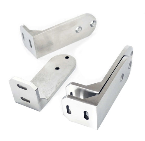 6Ft Stainless Steel Flat Roller Ceiling Mount Sliding Barn Door Hardware Kit Built Tough For 1 3 Eighth To 1 3 Fourth Inch Doors Heavy Duty Track System With Two Flat Rollers, Two Stoppers, Two 3Ft Tracks, Track Connector, And Round Brackets - close-up of stainless steel brackets