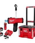 Milwaukee M18 Compact 1 Ton Chain Hoist One Man Carry Wireless Remote Variable Speed Power Tool for Heavy Lifting with battery and charger.