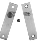 Heavy Duty Stainless Steel Pivot Door Hinge Set Featuring Rock Solid 360 Degree Swinging And No Sweat Floor Mount Adjustment For Wood Floors And Mansions close-up of hinge components with ball bearing.