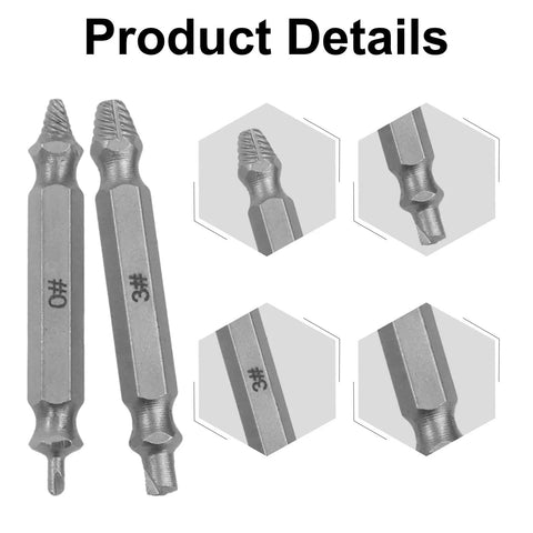 Close-up of 6 Piece Damaged Screw Extractor Kit For Stripped Screws And Bolts, Universal Drill Bit Remover Set details