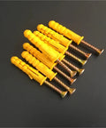 200 Pack Self Tapping Wall Anchors With Metal Screws M6x30mm Plastic Expansion Tube Fastener Kit Heavy Duty Yellow Zinc Plated Carbon Steel Rust Resistant Drywall Anchors No Drill Install For Secure Wall Mounts, yellow wall anchors with screws