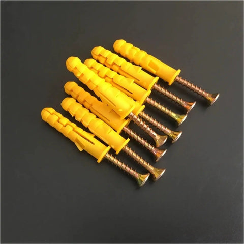 200 Pack Self Tapping Wall Anchors With Metal Screws M6x30mm Plastic Expansion Tube Fastener Kit Heavy Duty Yellow Zinc Plated Carbon Steel Rust Resistant Drywall Anchors No Drill Install For Secure Wall Mounts, yellow wall anchors with screws