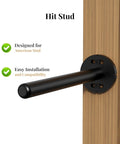 Heavy Duty Invisible Floating Wall Shelf Brackets Eight Inch Black Metal Shelf Supports With Backplate Installation Close-Up