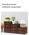 Retro Wooden Desktop File Cabinet With 4-Tier A4 Storage Box For Office Supplies No Installation Needed Totally Slick Desk Organizer with plants and lamp on top