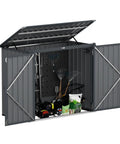 Heavy Duty Outdoor Trash Can Storage Shed With Bike Shed Design, Rugged Galvanized Steel Construction, Weatherproof Chain Lid, 3x5 Foot Metal Organizer