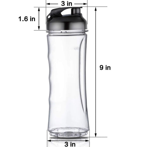 18 Oz BPA Free Replacement Sports Bottle Cup With Travel Lid For 300W Personal Blender Fits LARB1801 LARB1802 Portable Easy Grip Cup
