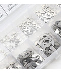 304 Stainless Steel E Clip Washer Assortment Kit M1.5 to M10 in storage box for shaft circlip retaining rings