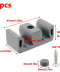 Illustration of Framed Sliding Shower Door Bumpers Set, Silicone and Plastic Protectors for Glass Shower Doors, dimensions shown