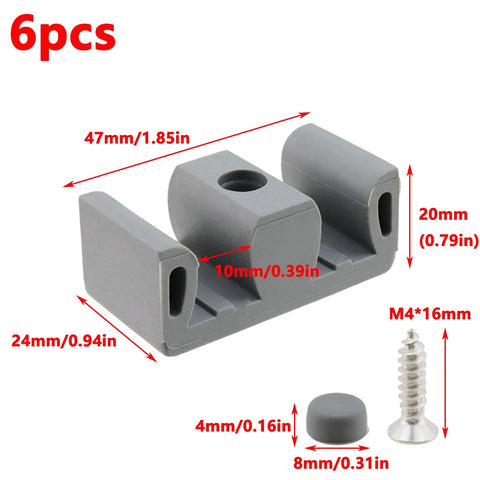 Illustration of Framed Sliding Shower Door Bumpers Set, Silicone and Plastic Protectors for Glass Shower Doors, dimensions shown
