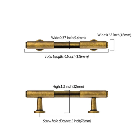 Dimensions of 10 Pack 3 Inch Brushed Antique Brass Cabinet Pulls For Kitchen Cabinets Cupboards And Drawers Beefy Sturdy Metal Hardware
