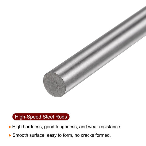 HARFINGTON HSS round lathe rod, 6.3mm x 100mm, silver metal