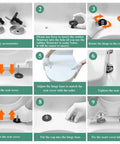 Visual guide for Square White Toilet Seat With Smooth Soft Close And Quick Release Hinges installation steps, showing accessories and adjustments.