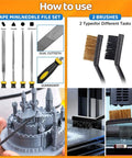 50-piece 3D printer tool kit in case: nozzle cleaner, scraper, deburring tools, files, brushes for FDM/SLA printers