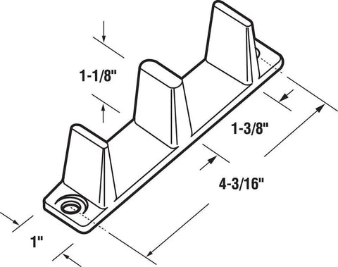 Heavy Duty Sliding Closet Door Bottom Guide Set Of 2 Rugged White Plastic Bypass Stabilizer For 1 3 8 Inch Panels size and dimensions diagram.