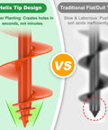 Comparison of Heavy Duty Garden Auger Drill Bit For Planting 4x32 Inches With Double Helix Design and flat tip design.