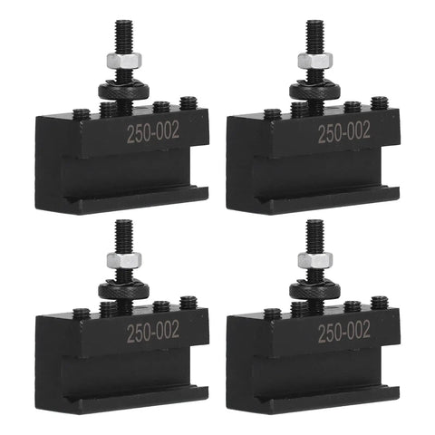 4 Pcs Tool Post Holder Set for Lathe Machining Turning Facing Boring Piston Wedge High Speed Steel CNC Fixture Components Heavy Duty Lathe Accessory for Pro Grade Metalworking and Industrial Use, four black holders
