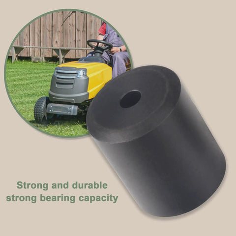Close-up of a Two Pack Heavy Duty Lawn Mower Deck Wheel Rollers Caster Replacement, showing black material and bore size.