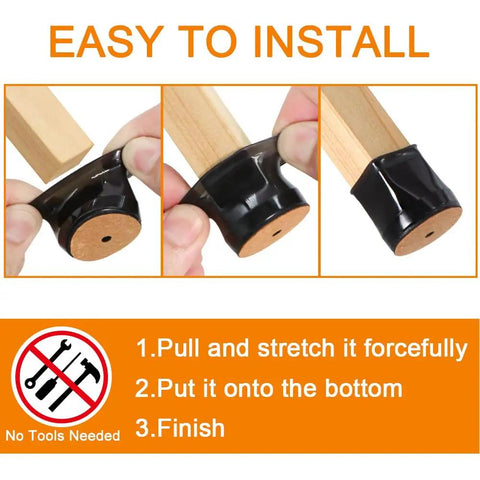 Crazy Easy Silicone Chair Leg Protectors For Hardwood Floors 24 Pack Slip On Floor Caps installation steps illustration