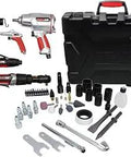 Pro Grade 50 Piece Air Tool Kit For Auto Shop Workhorse, includes 1/2 inch impact wrench, 3/8 inch air ratchet, grinder, and accessories.