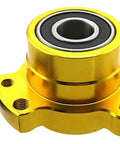 Lightened Billet Aluminum Racing Front Wheel Hub With 5/8 Inch Bearing For Go Karts, Bikes, And Drift Trikes, gold color, showing side detail