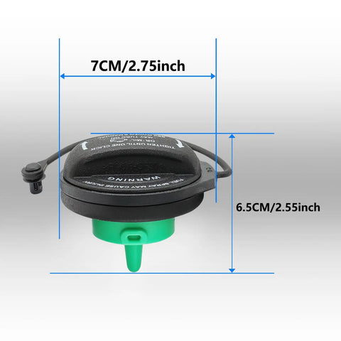 OEM Grade Fuel Cap Replacement For 5C0201550T with dimensions 7CM x 6.5CM shown for Volkswagen and Audi cars.