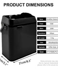 No Sweat Electric Portafilter Coffee Cleaner With Built In Knock Box dimensions of 21x13x26 cm displayed clearly in black.