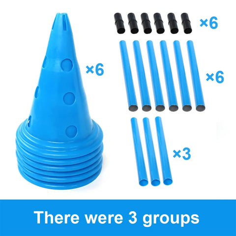 Rugged Outdoor Dog Training Stakes Portable Agility Pole Set For Running Jumping And Fetch Practice Durable Plastic Poles In Blue