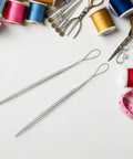Five Piece Elastic Waistband And Drawstring Threader Set Made From Durable Steel For Dope Effortless Threading In Hoodies Bags And Garments Perfect Tool For Quick Drawstring Insertion And Easy Elastic Band Repairs, steel loop threaders with sewing supplies