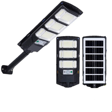 JUDYSSY Outdoor Waterproof Solar Street Light Led Wall Light, Outdoor Dusk to Dawn Solar Flood Light, showcasing solar panel and light.