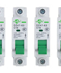DZ47-63 1 Pole Miniature Circuit Breaker 16A 110V 240V Din Rail MCB For Home Electrical Panel And Solar Setup Fast Trip Protection 4 Pack