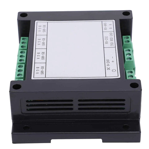 4 Channel RS485 Repeater With Photoelectric Isolation DC DC Isolated Power Supply Industrial Grade Signal Divider Hub Splitter from the side showing terminal connections.