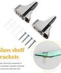 Adjustable Floating Glass Shelf Brackets In Zinc Alloy 4 Pack Wall Mount Clamp Supports with screws and anchors