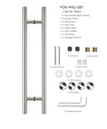 Heavy Duty Satin Round H Type Door Pull 60 Inch Length With 150 mm Bolt 304 Stainless Steel Indoor Outdoor Ready Premium Decorative Hardware For Modern Doors Easy Install Built To Last back-to-back pair with hardware