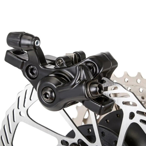 Hardcore Two Pack Mechanical Disc Brake Kit For Mountain And Road Bikes Solid Aluminum Alloy Build close-up view of brake caliper.