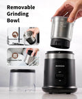 One Touch Coffee And Spice Grinder With Removable Stainless Steel Cup for beans spices seeds, quiet electric dry grinder shown.