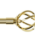 Gold Curtain Rod Set For Windows 32 To 50 Inches With Adjustable Five Eighth Inch Rod, Twisted Cage Finials