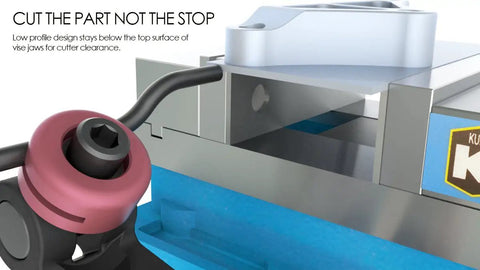 Premium Quality Low Profile Workstop For Vise Jaws showing a low profile design for cutter clearance in CNC milling.
