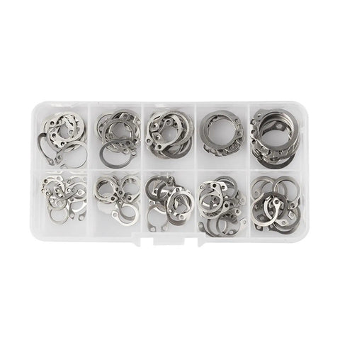 100 Piece M8 To M18 304 Stainless Steel Internal External Retaining Circlips C Clip Washers Snap Retaining Ring Circlip Assortment Kit