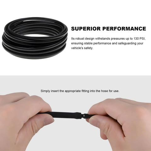 Super Cool 6-Piece Silicone Vacuum Line Kit With Huge Hose Connectors Set For Cars Heat Resistant Tubing Perfect For Various Auto Piping Systems And Engine Swaps Make Your Ride Look And Run Smoother, black silicone hose being fitted by hand