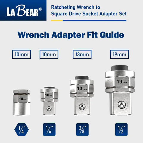 Ratchet Wrench Adapter Set Turns Your Ratchet Into Square Drive And Hex Bit Tools For Sockets Includes One Quarter Inch Hex To Ten Millimeter