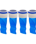 Four blue adjustable silicone floor drain traps with one way backflow preventer valve for easy fit on 1 1/2 to 1 3/4 inch pipes.