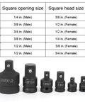 Rugged 6 Piece Impact Socket Adapter Kit With Hard Cr Mo Steel Sleeves For 1/2 And 1/4 Inch Drives, 6 sizes