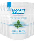 Muscle Recovery Epsom Salt Soak With Eucalyptus And Peppermint Essential Oils, 12 Lbs Total, Six Two Pound Bags