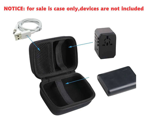 Top Shelf Travel Charging Accessories Storage Kit Hard Protective Case, black EVA, fits power bank and sync cables.