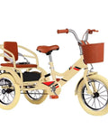 Kid Friendly Outdoor Cruiser Trike For Ages 2 To 10 With Three Wheel Design Single Brake Pedal Tricycle in cream with basket