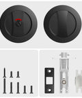 Matte Black Pocket Door Lock Set With Privacy Indicator For Sliding And Pocket Doors, 2 3/8 Inch Backset, hardware included